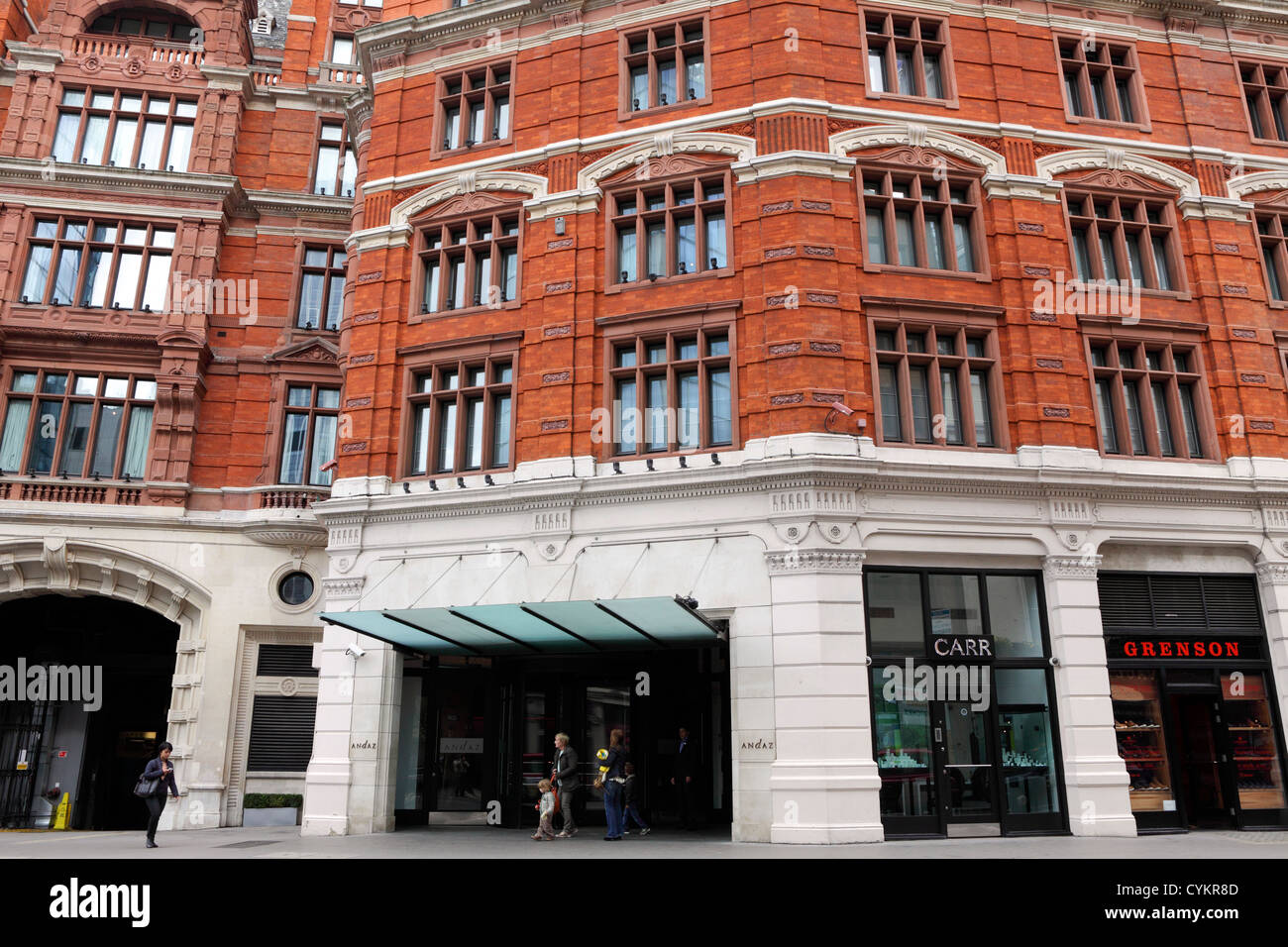 Situated in the City of London is the Andaz Hotel,it`s main entrance is viewed here. Stock Photo